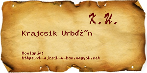 Krajcsik Urbán névjegykártya